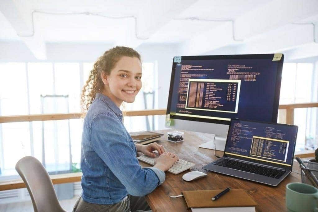 Girl Working Happily