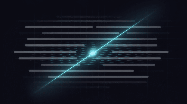 Abstract illustration of text lines with a hidden cyan watermark pattern on a dark navy background